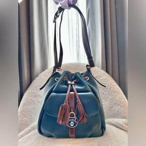 Dooney & Bourke Blue Leather Bucket Bag